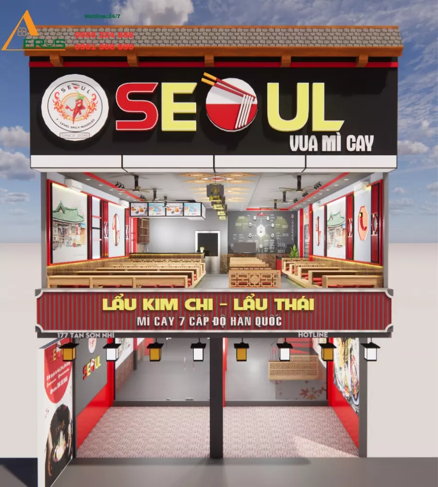 thiết kế quán mỳ cay seoul