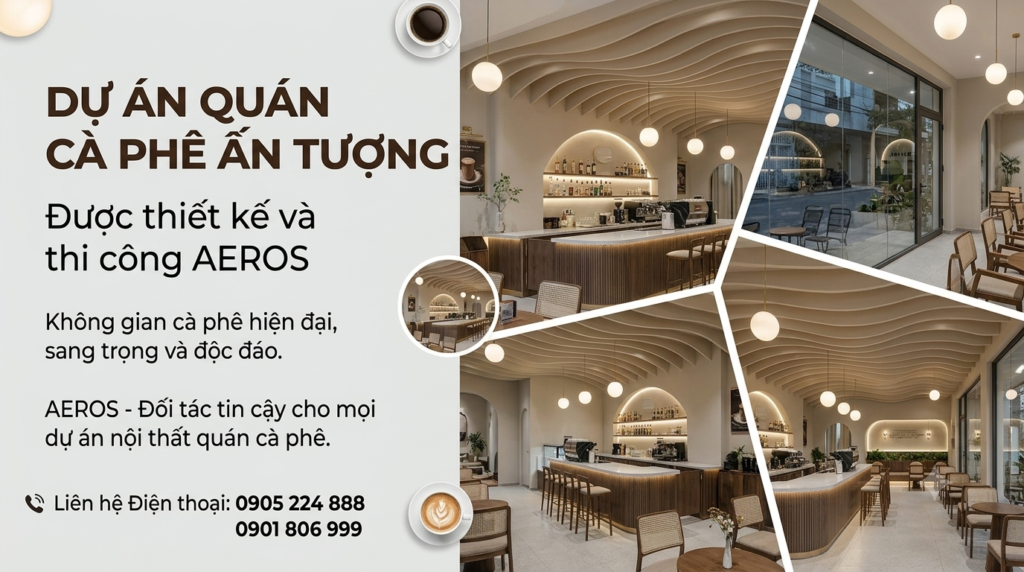 Dự án quán cafe được thiết kế và thi công AEROS